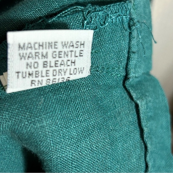 Bryn Walker Euna Shift 100% Linen Tunic Dress Asymmetrical Hem Teal Green Size M - Picture 7 of 12
